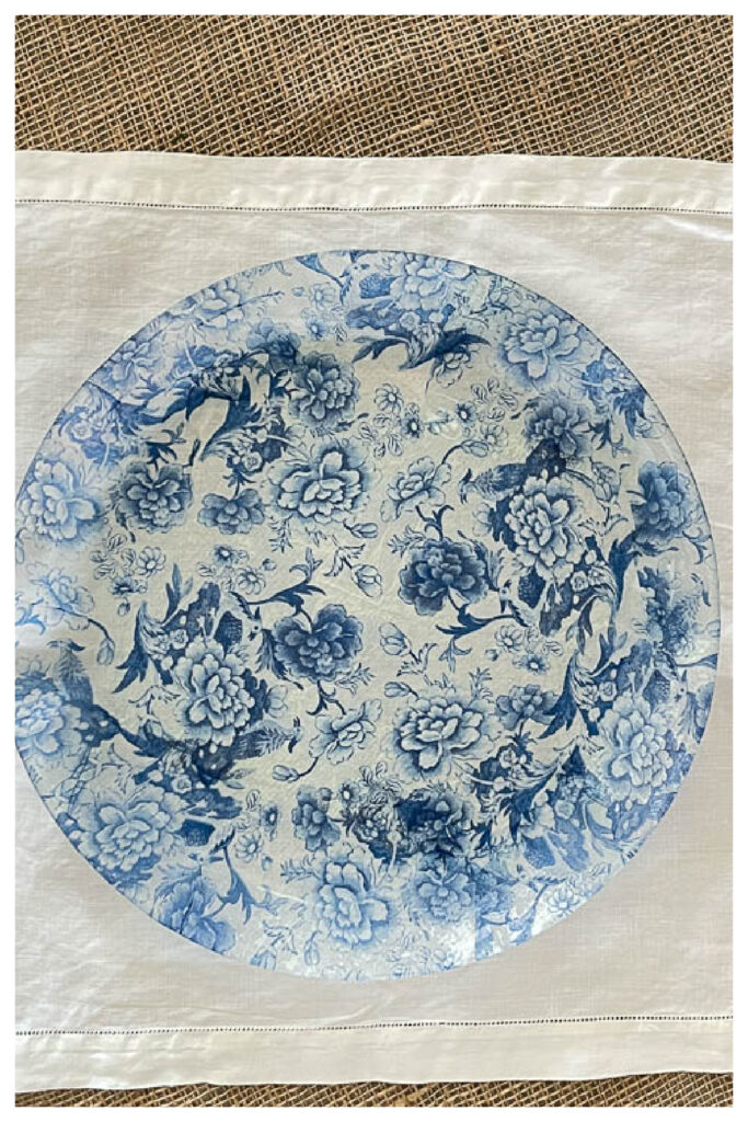 decoupaged glass platter