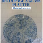 blue decoupage glass platter on blue napkin graphic