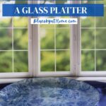 blue decoupage glass platter on blue napkin graphic