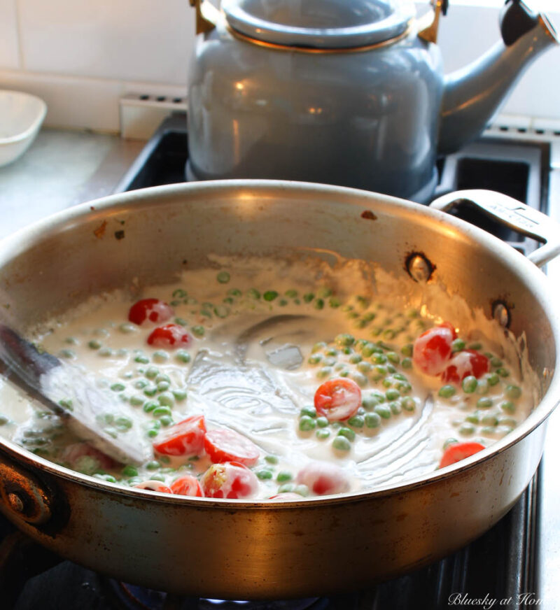 cooking pasta primavera