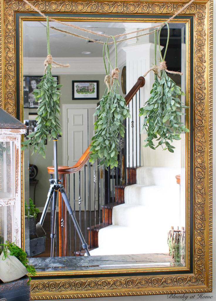 faux greenery hung with twine