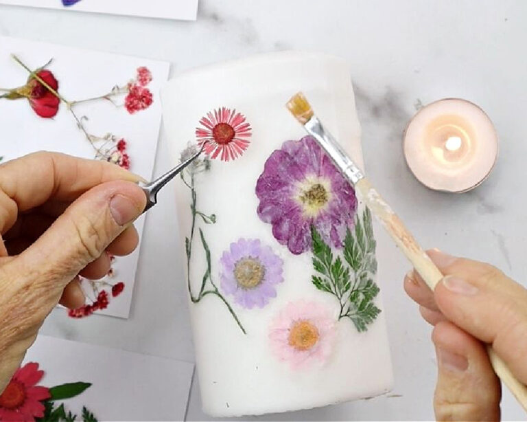 pressed flower candles