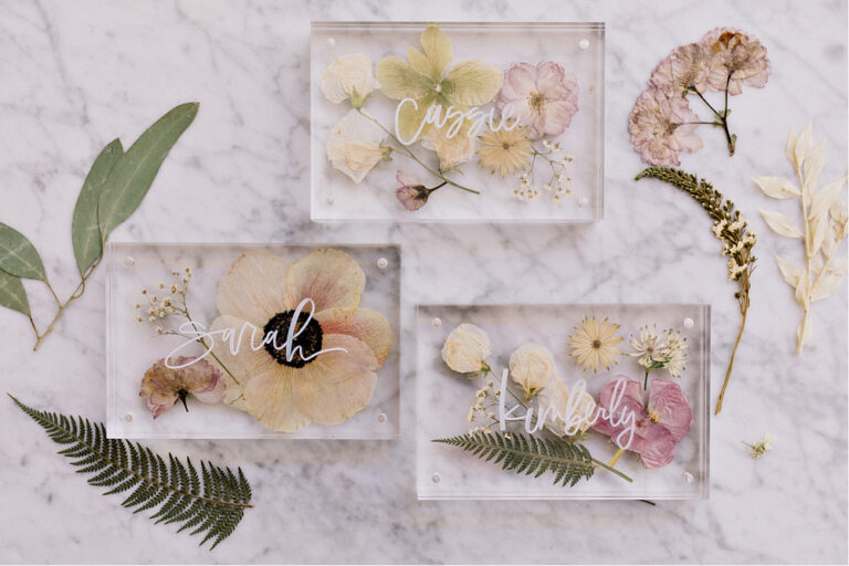 pressed flower place cards
