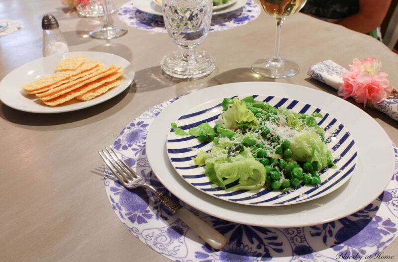 fresh pea and Bibb lettuce salad