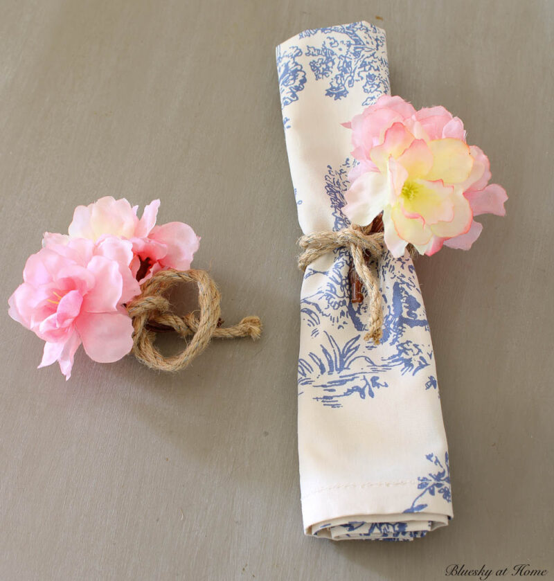 napkin rings with pink flowers