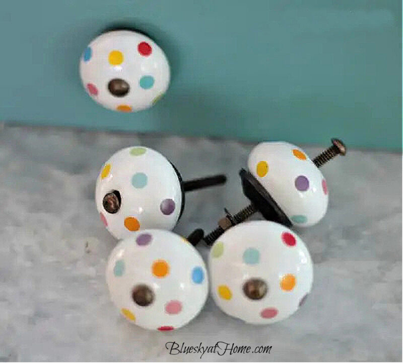 mulit-colored polka dot drawer knobs