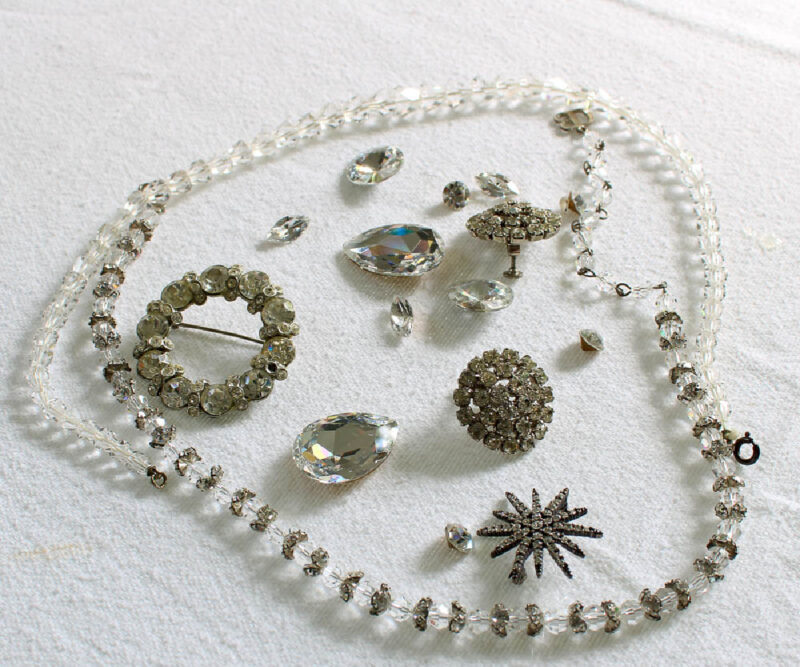 collection of rhinestone jewelry