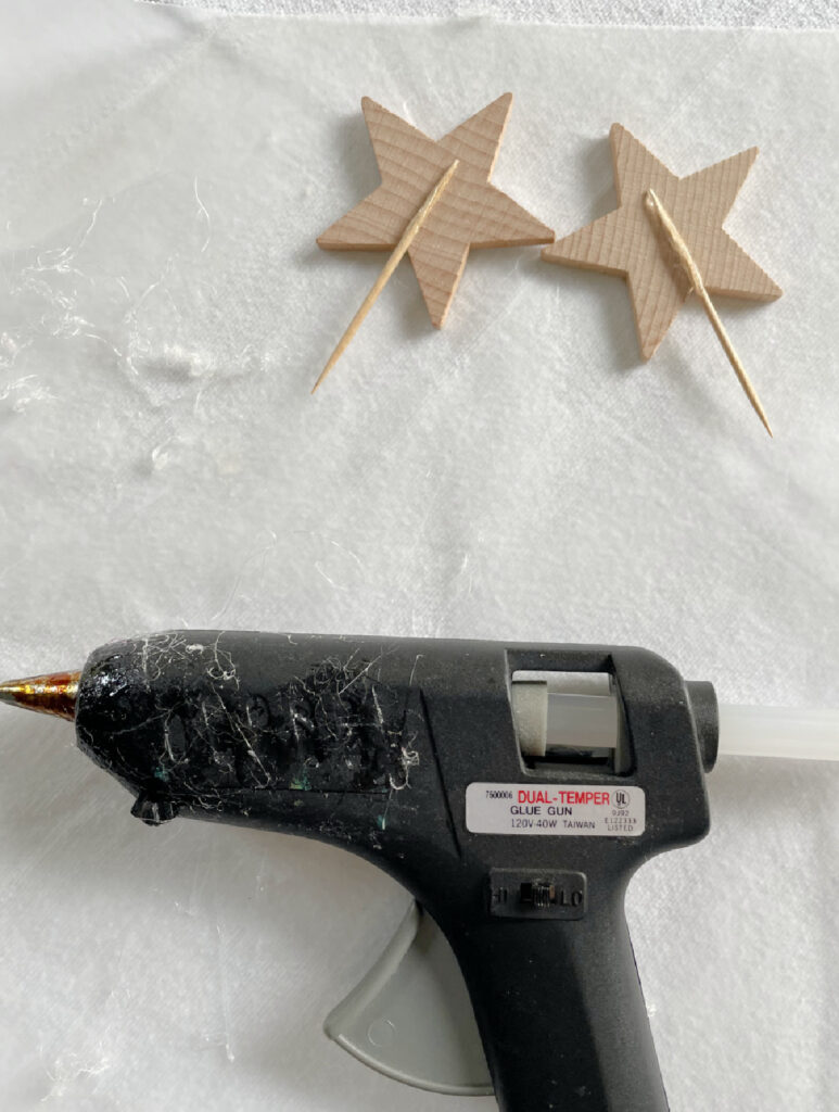 glue gun and wood stars