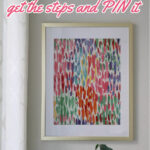 mutli-colored bright fabric in abstract pattern in frame graphic