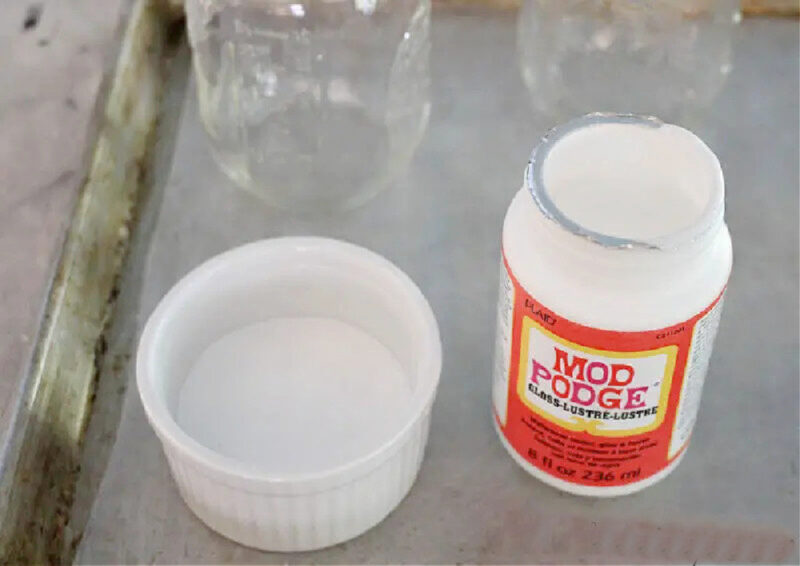 Mod Podge bottle and in ramekin