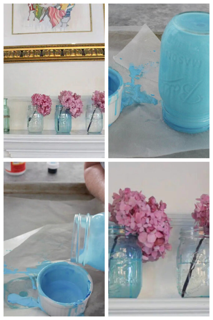 collage of tinted mason jar project