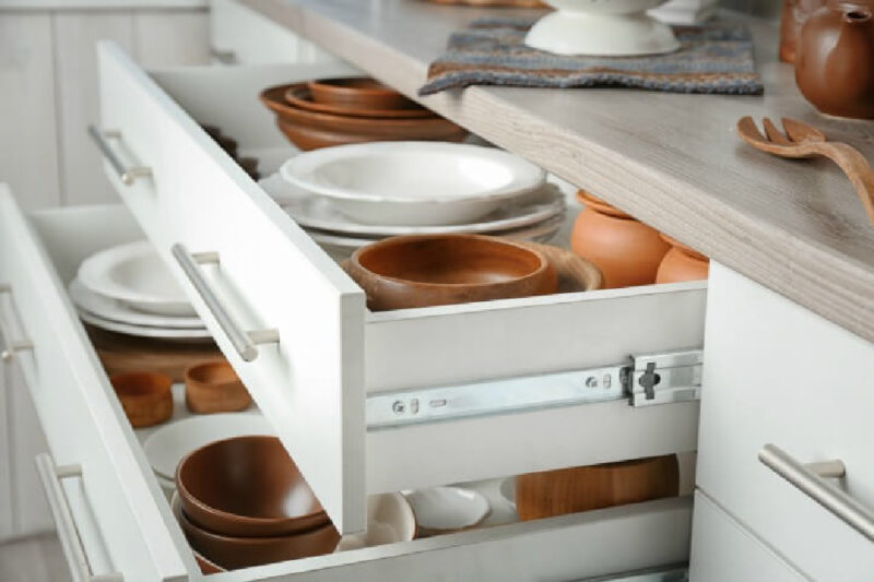 organized drawer of dishes