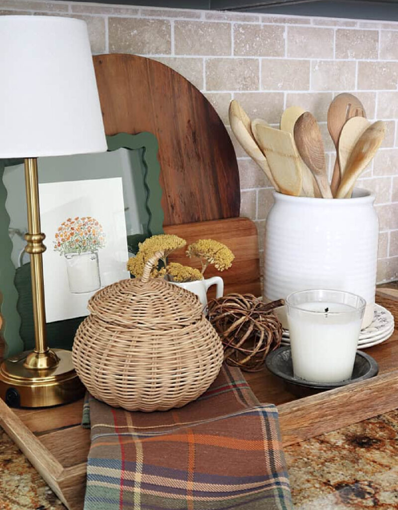 fall kitchen decor on counter