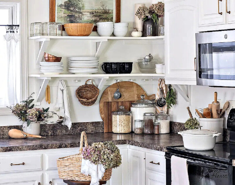 fall decorated in kitchen corner