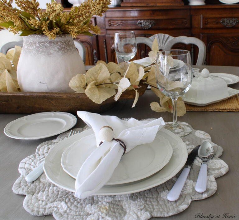 Neutral Color Fall Table Setting How to Set a Soft and Neutral Fall Table - Bluesky at Home