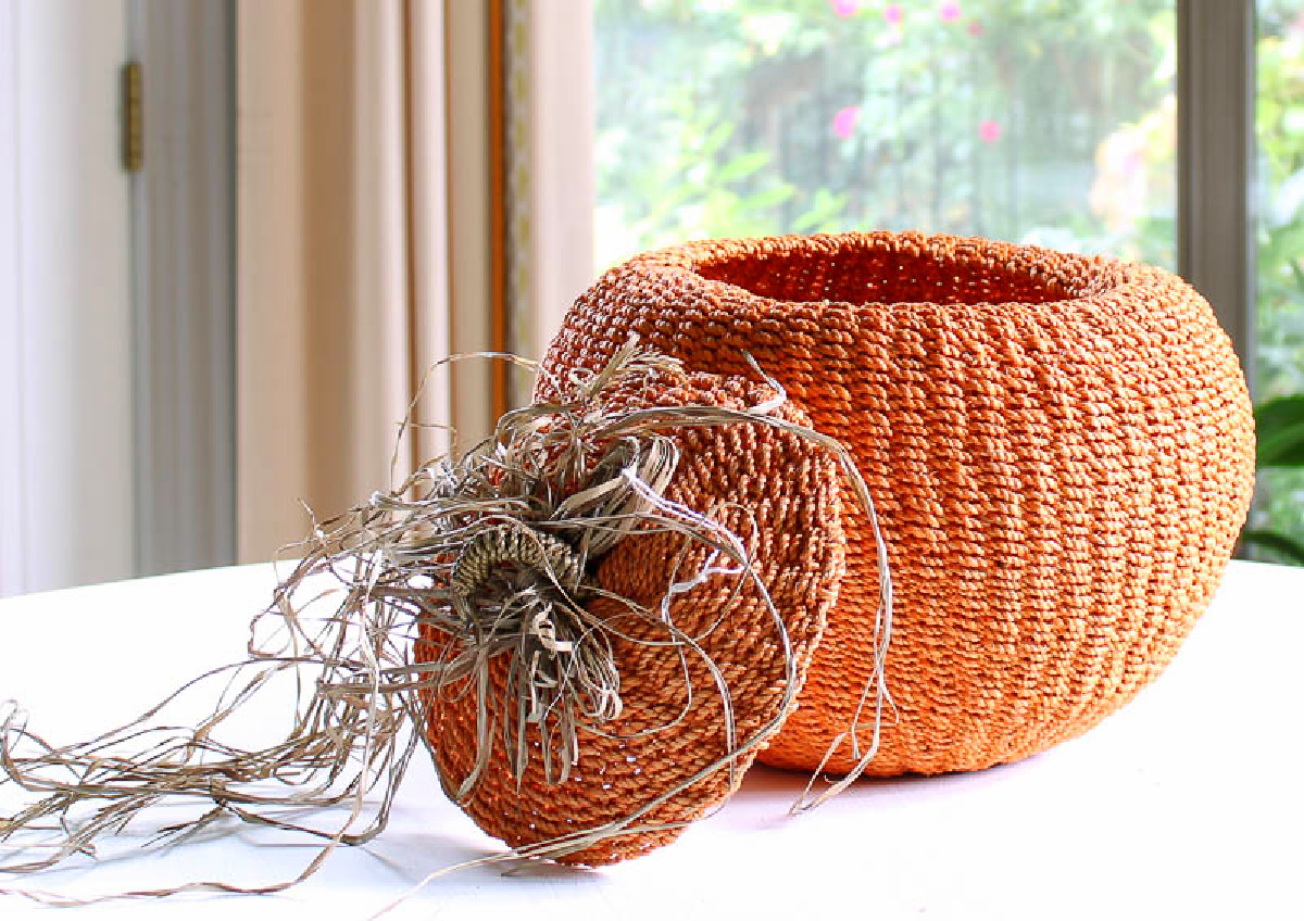 woven orange pumpkin basket