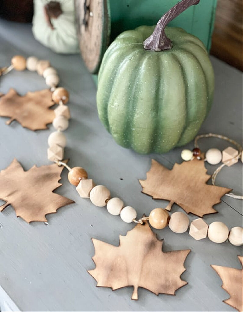 fall DIY leaves and beads garland