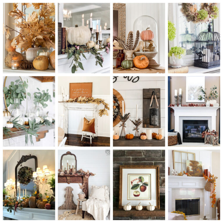 cozy fall mantel collage