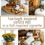 fall vignette with confit pot and flowers