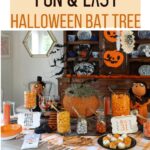 easy Halloween bat tree centerpiece