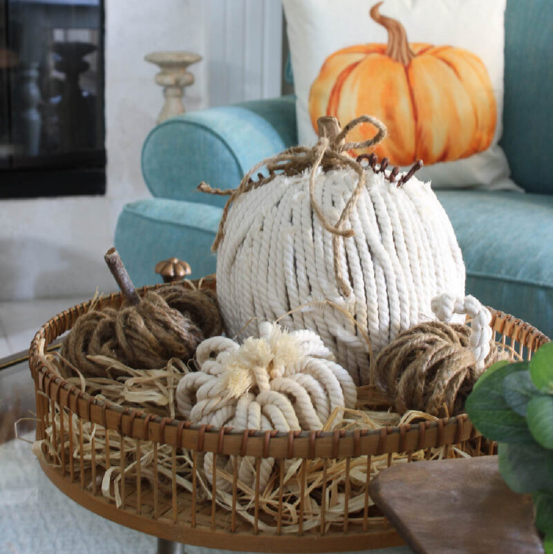 pumpkins made with cord and twine