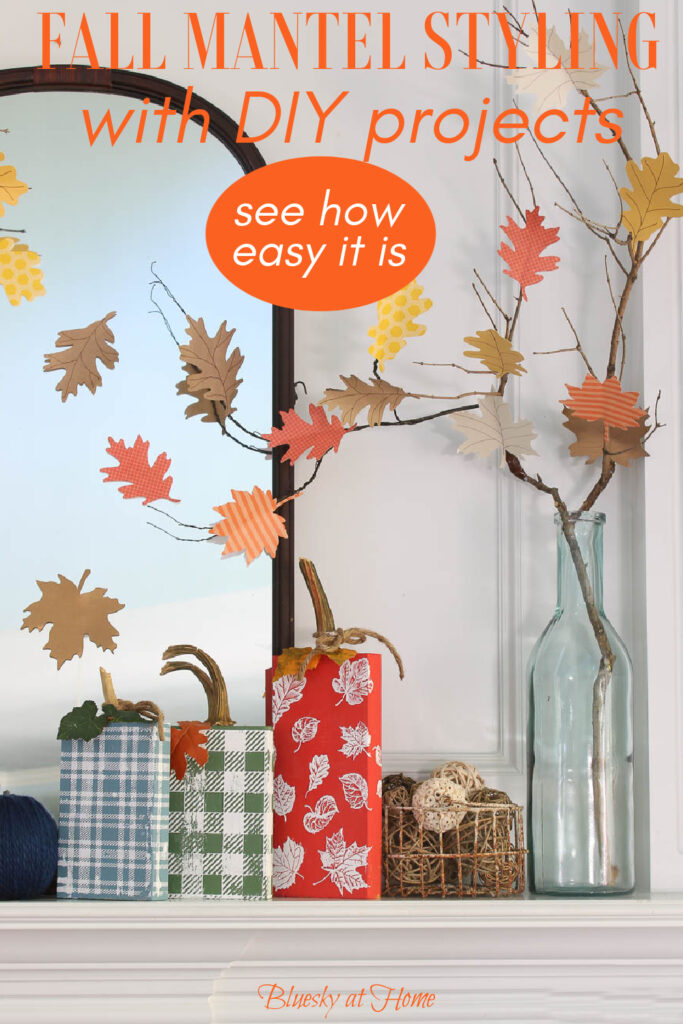 fall mantel with bright colors and DIY projects