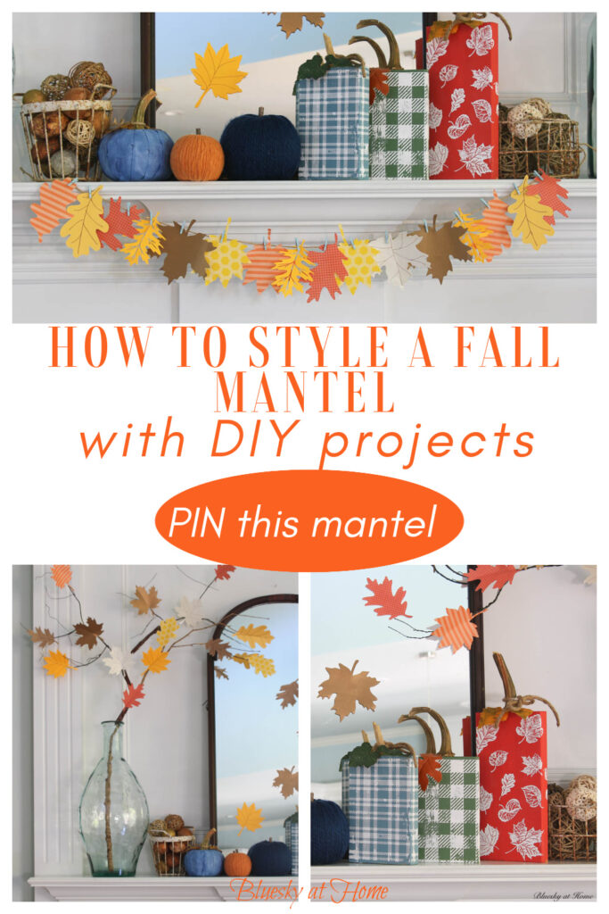 fall mantel with bright colors and DIY projects