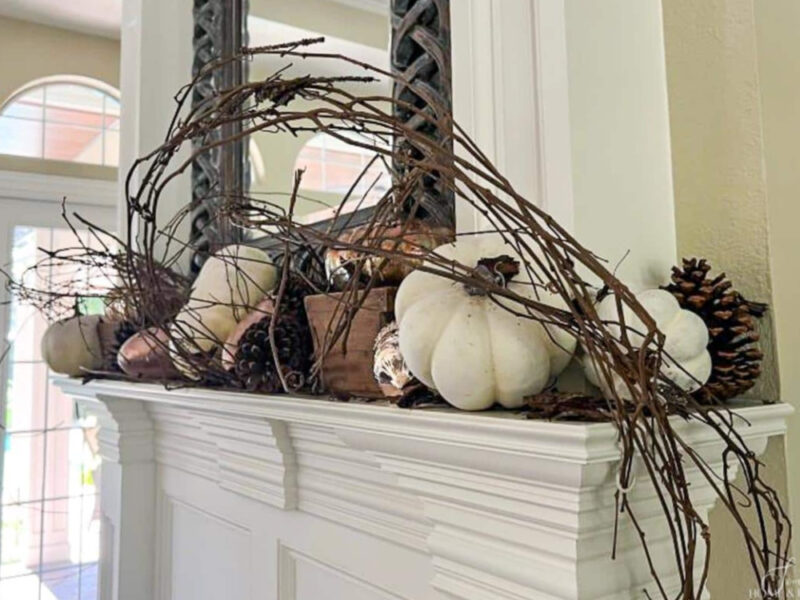 fall mantel with natural and neutral style