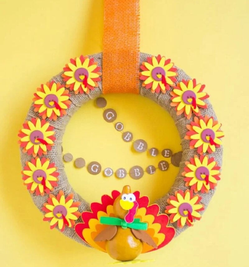 turkey DIY Thanksgiving kids wreath