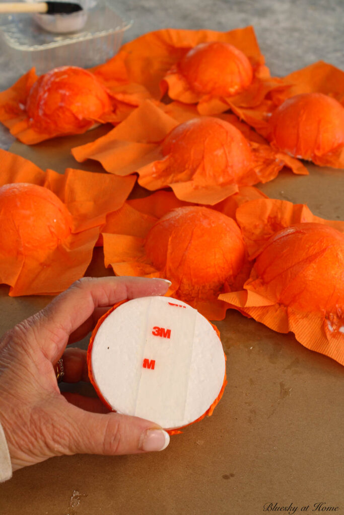 double stick tape on the back of styrofoam ball