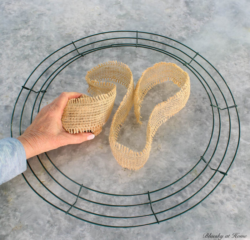 burlap ribbon for Thanksgiving wreath