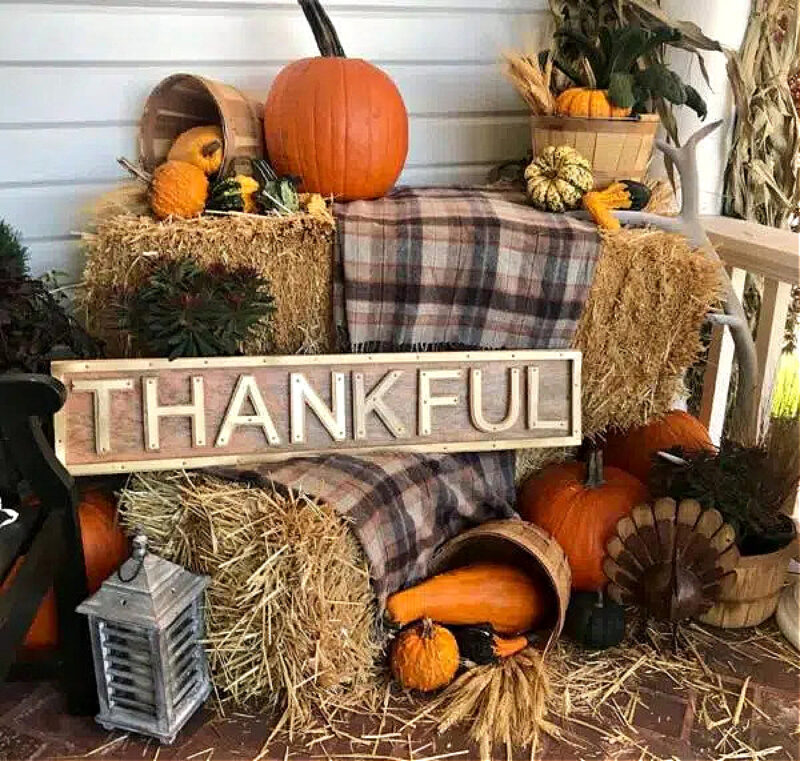 Fall decor with mini straw bale  Fall decor, Fall thanksgiving, Fall  thanksgiving decor