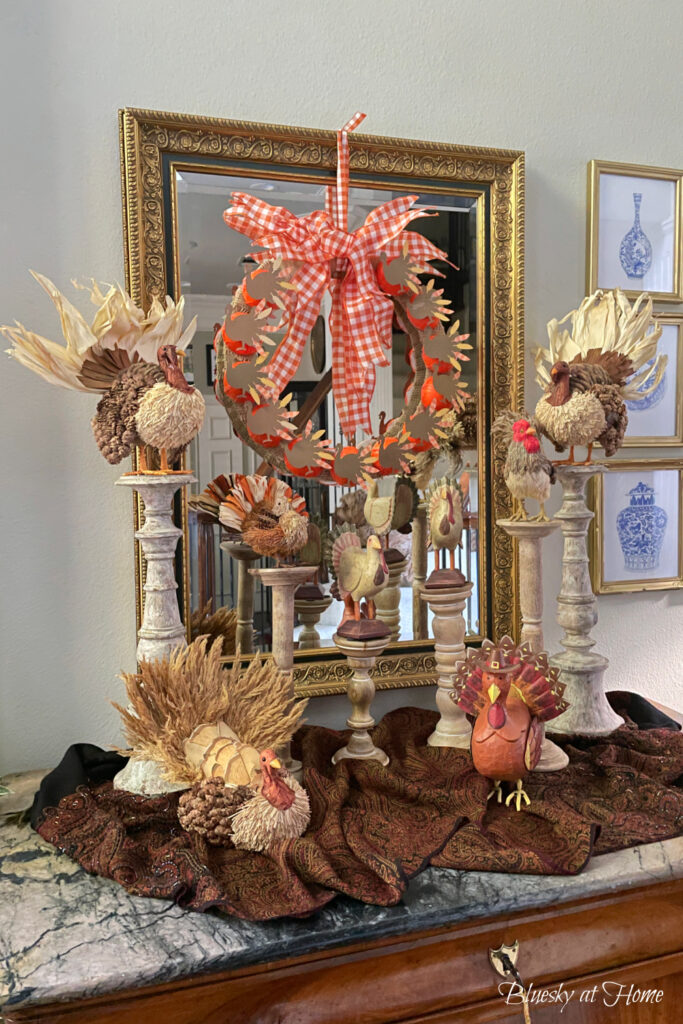 Thanksgiving wreath with turkeys