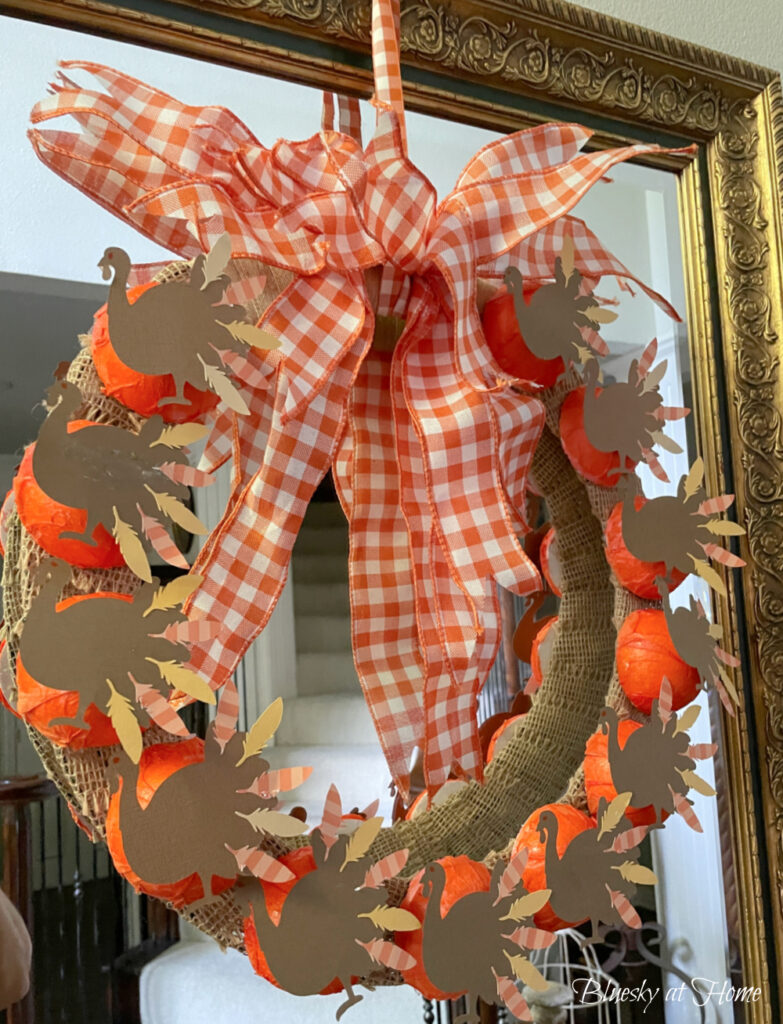 Thanksgiving wreath with turkeys