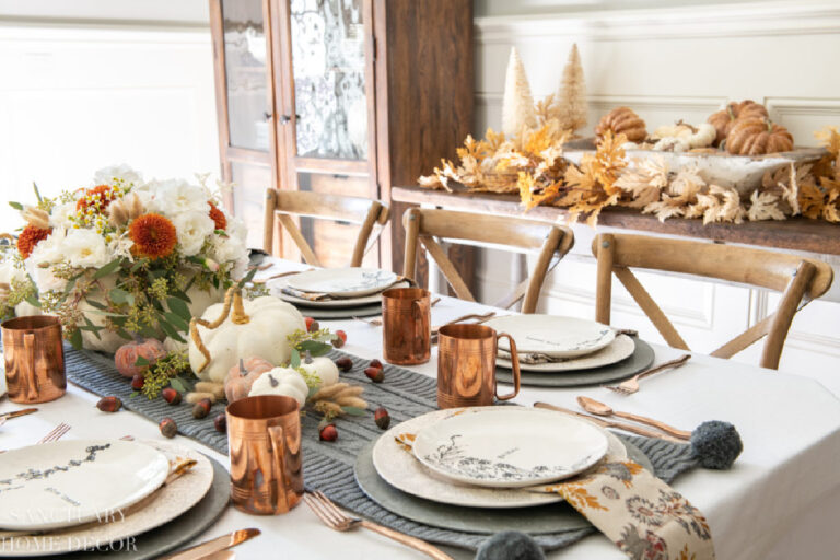 A Neutral and Rustic Thanksgiving Table Setting - Sanctuary Home Decor