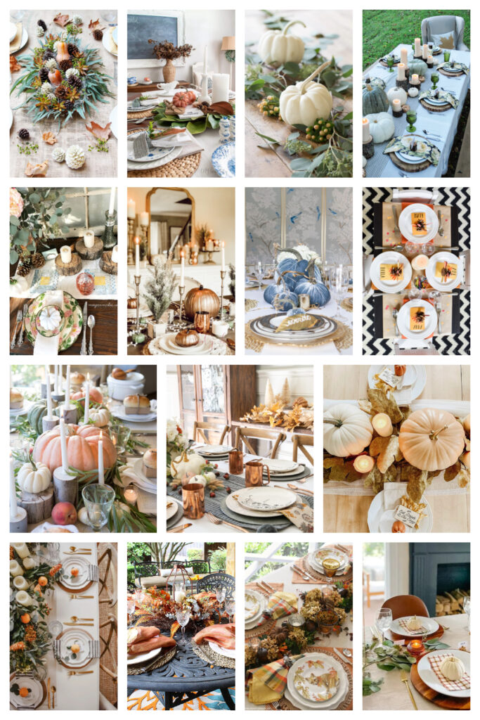 Thanksgiving table setting collage