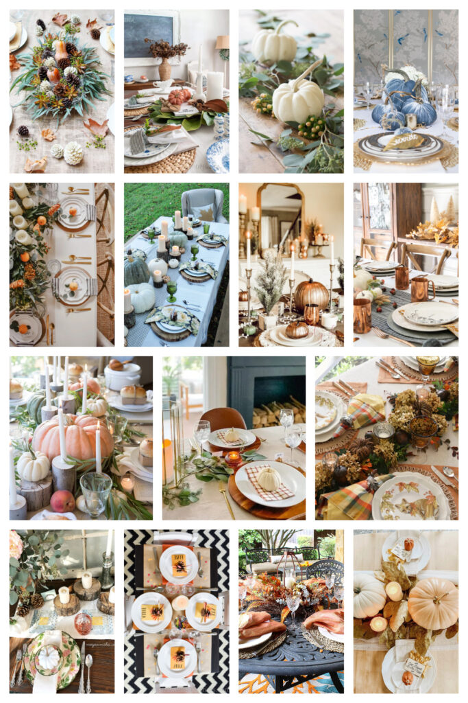 Thanksgiving table setting collage