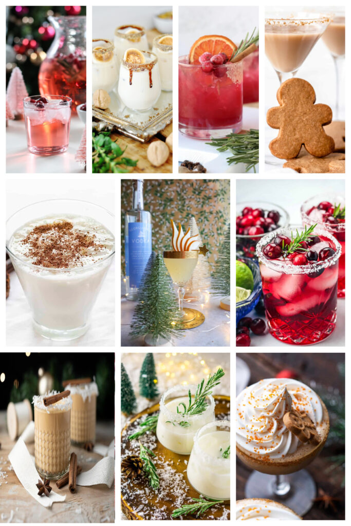 collage of Christmas cocktails