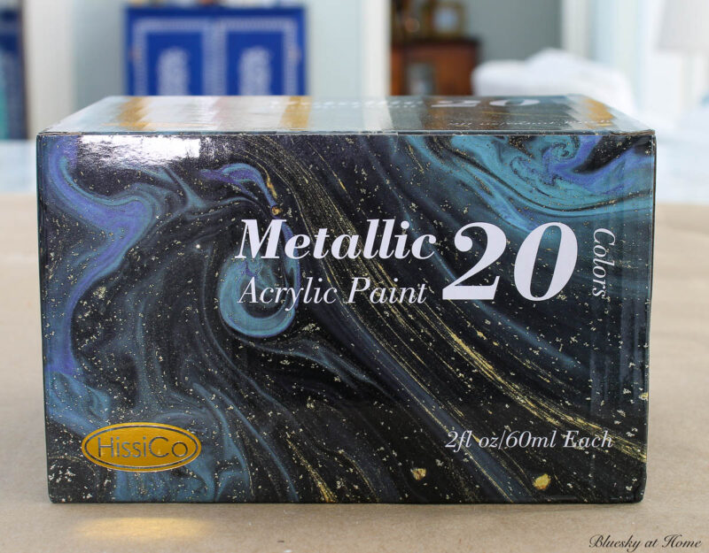 box of metallic acrylic paints