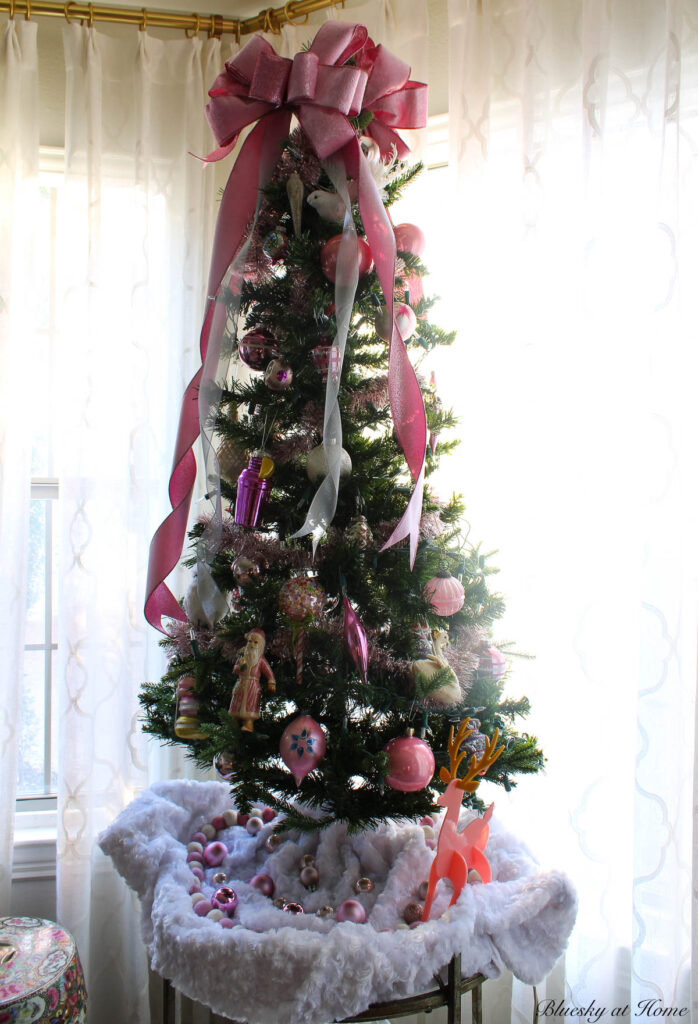pink decorated tabletop Christmas tree