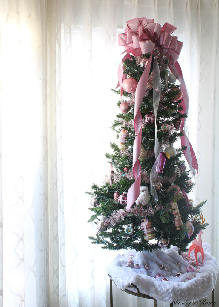 pink decorated tabletop Christmas tree