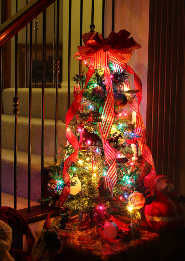 multi-colored tabletop Christmas tree