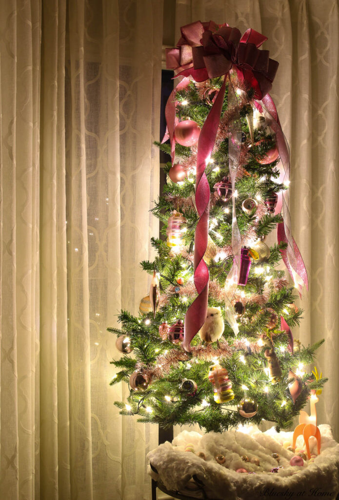 pink tabletop Christmas tree