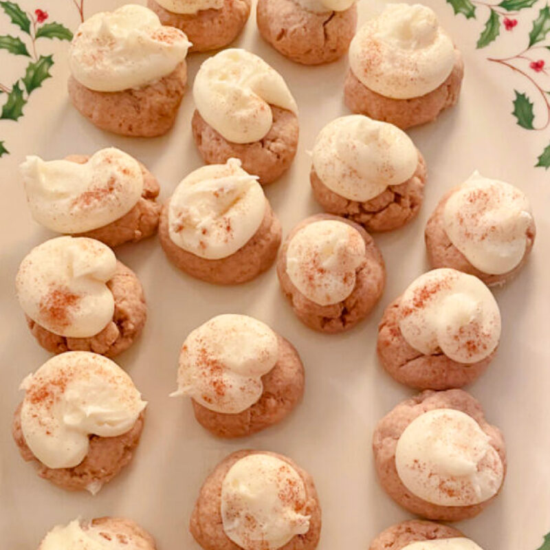 cinnamon roll cookies on platter