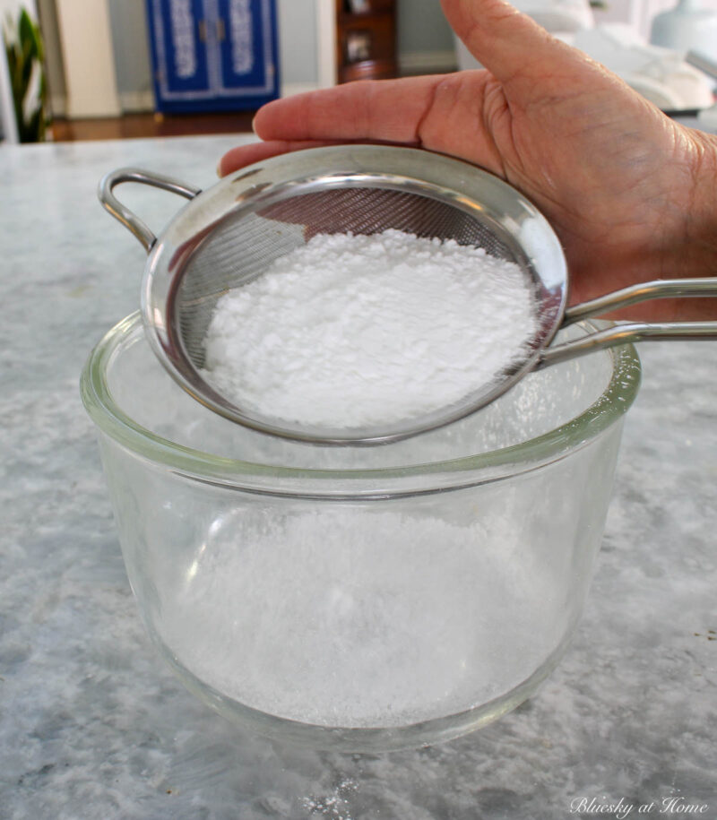 sifting powdered sugar