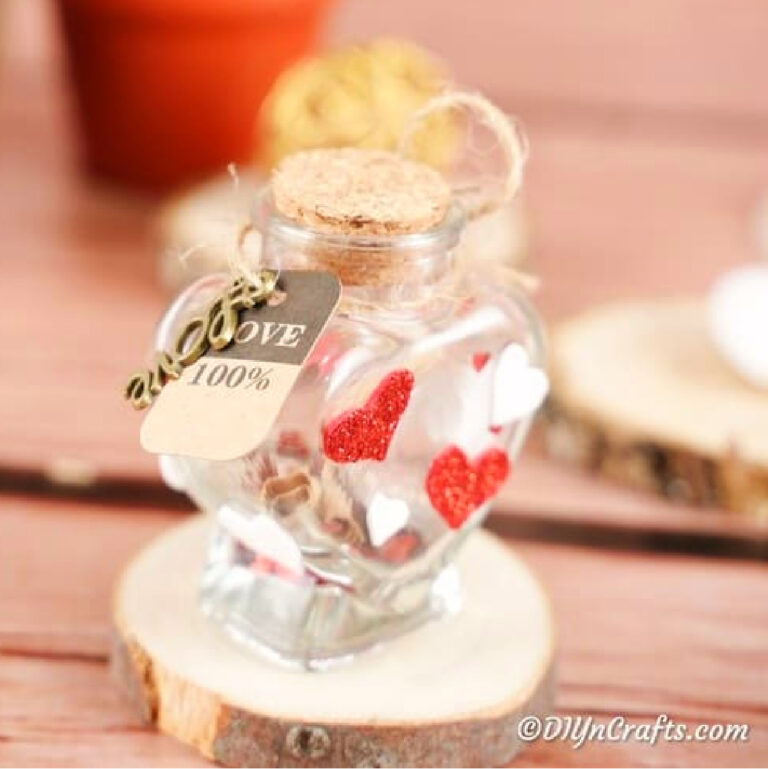 Valentine messages in a glass jar