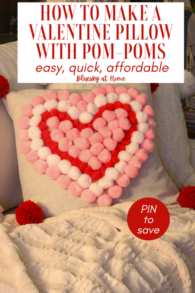 Valentine pillow with pom poms