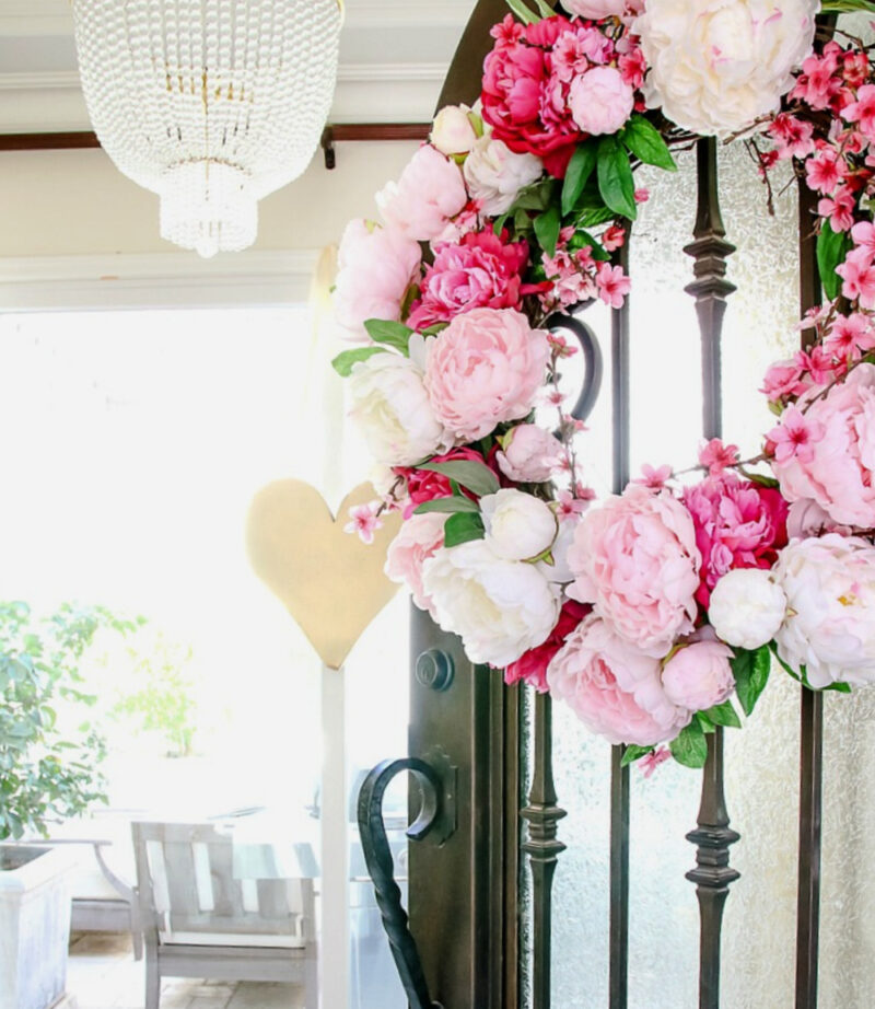 front door Valentine's home decor wreath