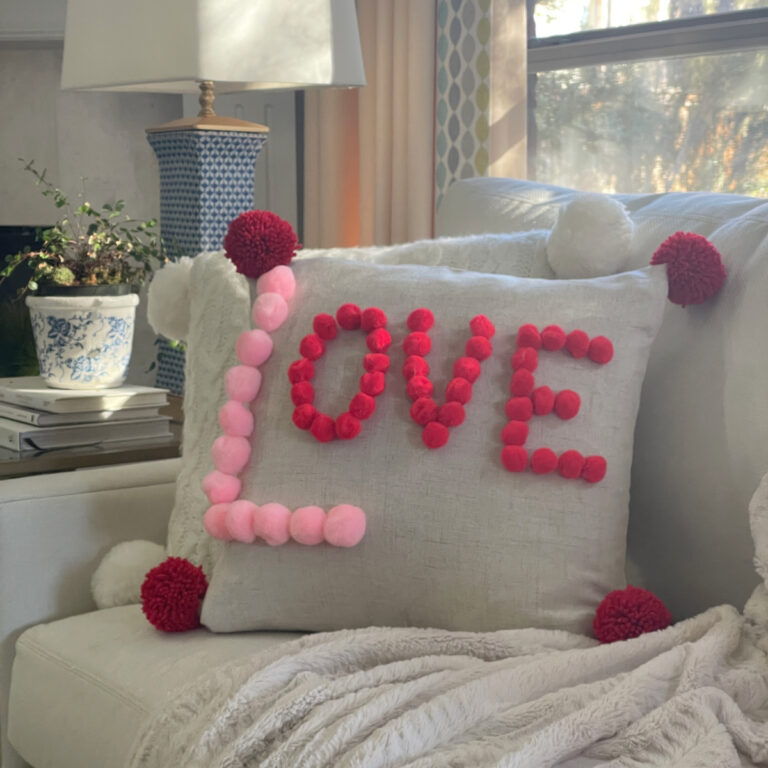 How to Make Valentine Pillows with Pom-Poms