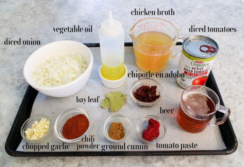 chili recipe ingredients with labels